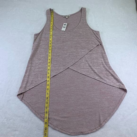 Express Crossover High Lo Sleeveless Knit Tank Top Asymmetrical Hem Pink Size L - Picture 5 of 9